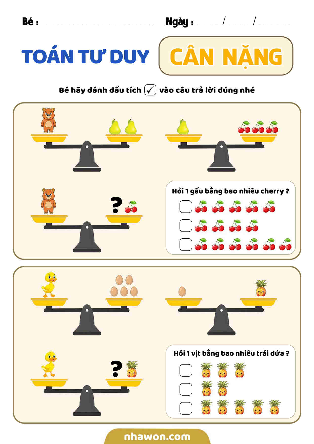 bài tập cân thăng bằng